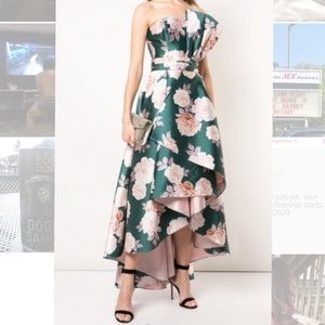 Sachin & Babi Mia Floral Green Hi Lo Gown Pockets